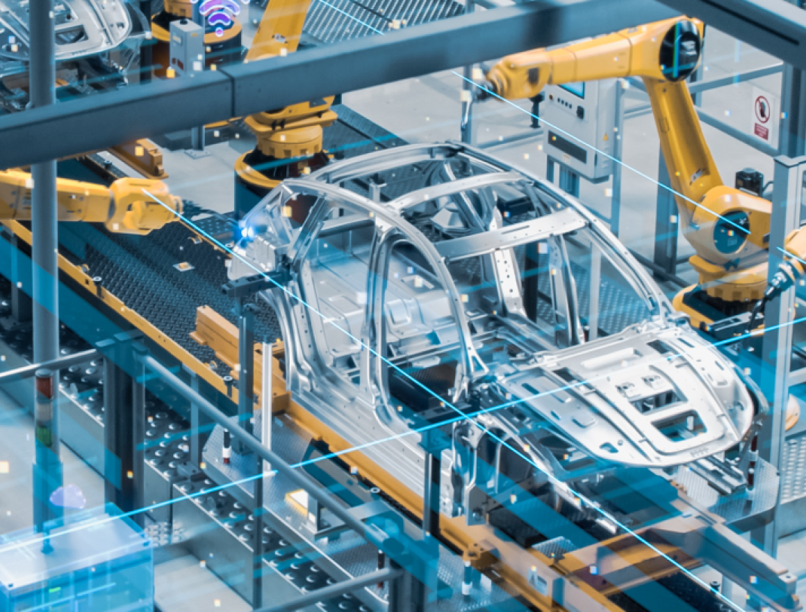 an automobile on the manufacturing floor